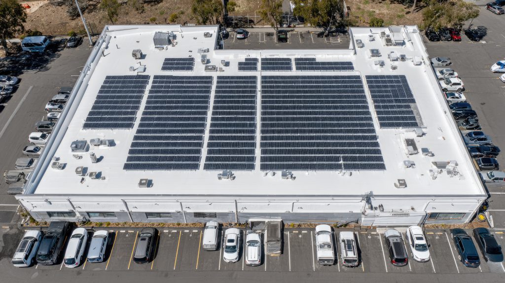 vecteezy aerial view of a commercial building with solar panels in 76764194